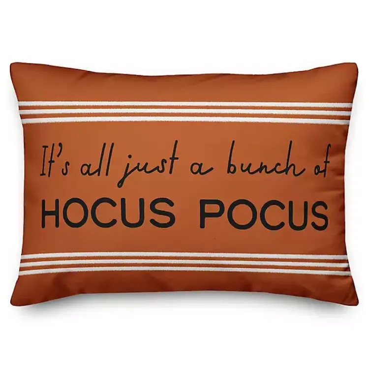 Halloween>Kirklands Home Striped Hocus Pocus Pillow Orange