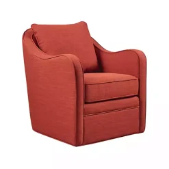 Kirklands Home Swivel Upholstered Wide Seat Accent Chair Orange Sale