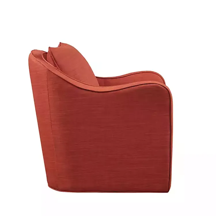Kirklands Home Swivel Upholstered Wide Seat Accent Chair Orange Sale