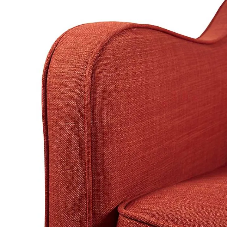Kirklands Home Swivel Upholstered Wide Seat Accent Chair Orange Sale