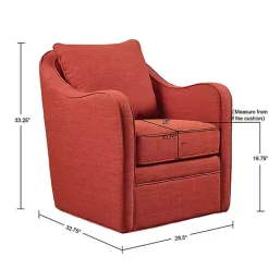 Kirklands Home Swivel Upholstered Wide Seat Accent Chair Orange Sale