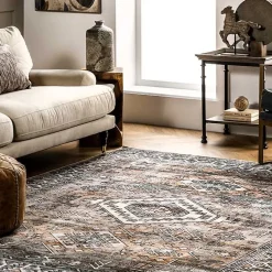 Kirklands Home Orange Tribal Washable Area Rug, 8x10 Hot