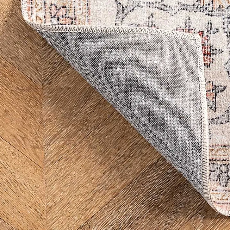 Kirklands Home Vintage Floral Washable Runner Orange Hot