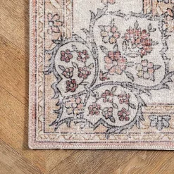 Kirklands Home Orange Vintage Floral Washable Area Rug, 5x8 Best