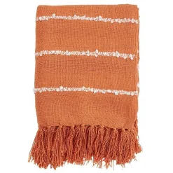 Blankets & Throws>Kirklands Home White Striped Fringe Throw Blanket Orange