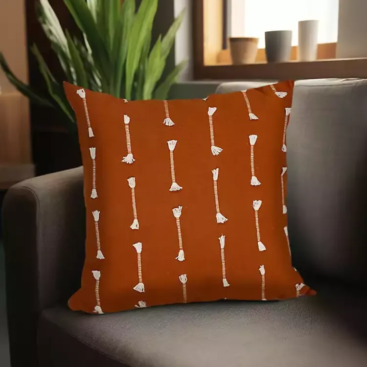 Pillows>Kirklands Home Woven Lines Pillow Orange