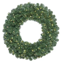 Wreaths>Kirklands Home Oregon Fir Warm White Wide Bulb Wreath Green