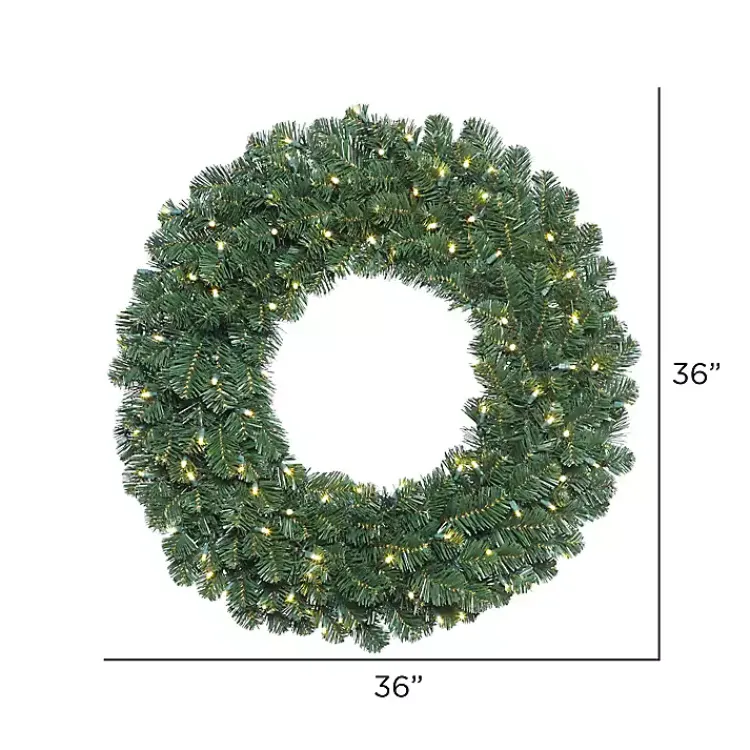 Wreaths>Kirklands Home Oregon Fir Warm White Wide Bulb Wreath Green