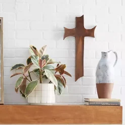 Kirklands Home Organic Shape Cross Wall Plaque, 20 in. Brown Outlet