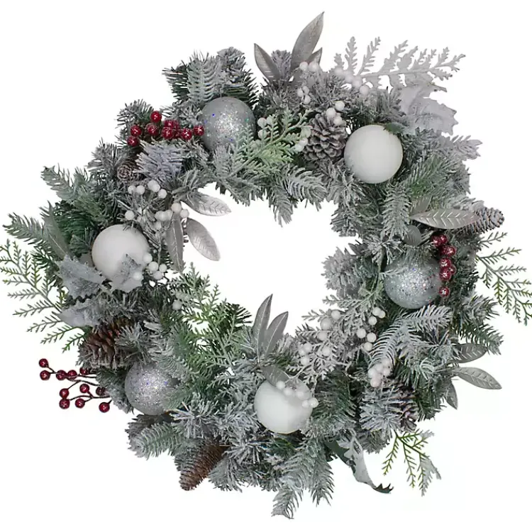 Wreaths>Kirklands Home Ornaments and Frosted Cedar Berries Wreath