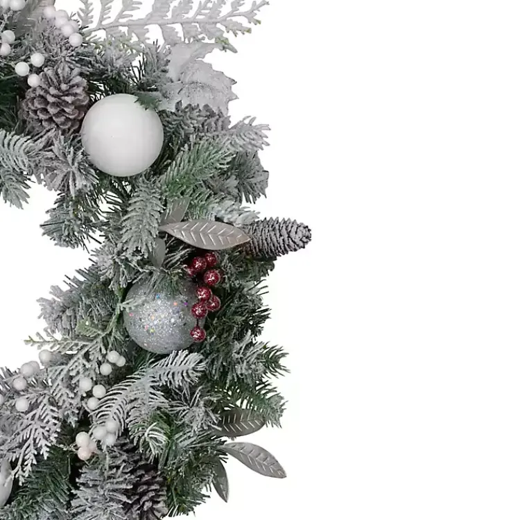 Wreaths>Kirklands Home Ornaments and Frosted Cedar Berries Wreath