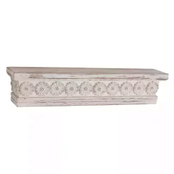 Kirklands Home Ornate Farmhouse Wooden Wall Shelf, 28 in. White