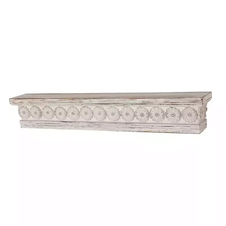 Kirklands Home Ornate Farmhouse Wooden Wall Shelf, 36 in. Outlet