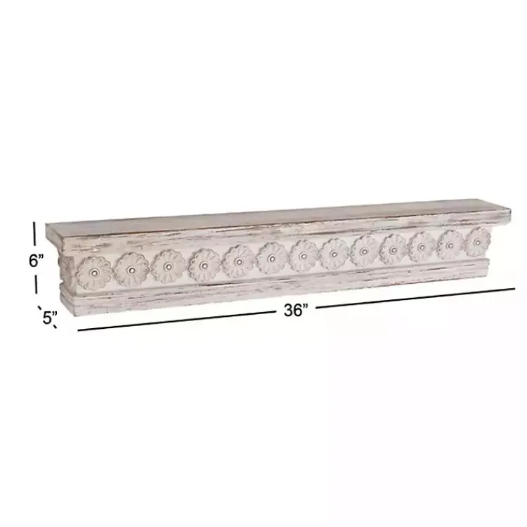 Kirklands Home Ornate Farmhouse Wooden Wall Shelf, 36 in. Outlet