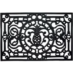 Kirklands Home Ornate Penelope Durable Rubber Doormat, 30x18 in. Black Outlet