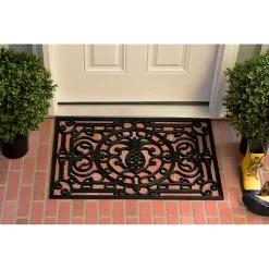 Kirklands Home Ornate Penelope Durable Rubber Doormat, 30x18 in. Black Outlet