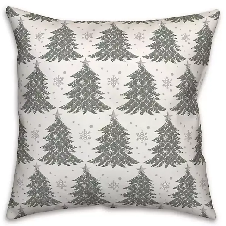 Christmas Pillows>Kirklands Home Ornate Trees Christmas Pillow Green