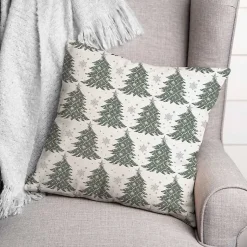 Christmas Pillows>Kirklands Home Ornate Trees Christmas Pillow Green