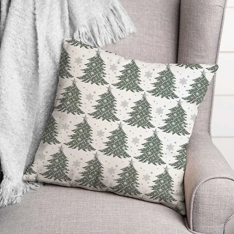 Christmas Pillows>Kirklands Home Ornate Trees Christmas Pillow Green