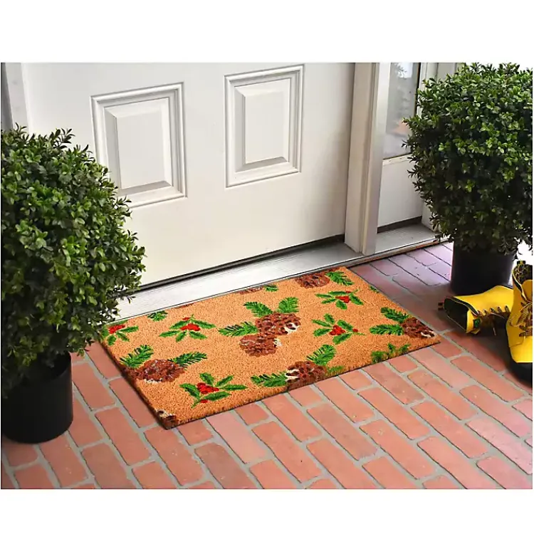 Outdoor Christmas Decorations>Kirklands Home Outdoor Holly and Pine Christmas Doormat