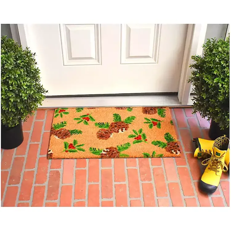 Outdoor Christmas Decorations>Kirklands Home Outdoor Holly and Pine Christmas Doormat