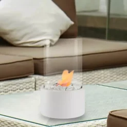Kirklands Home Outdoor Tabletop Fireplace on Base White Sale