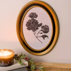 Kirklands Home Oval Black Floral Framed Art Print Clearance