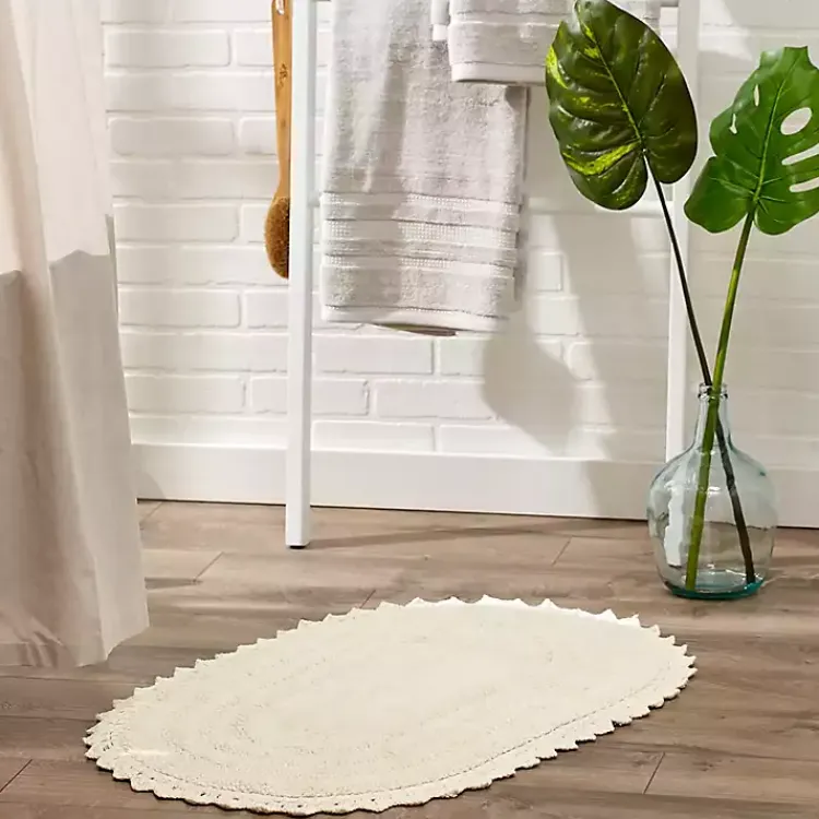 Kirklands Home Oval Classic Crochet Bath Mat Ivory Sale