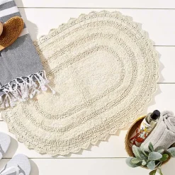 Kirklands Home Oval Classic Crochet Bath Mat Ivory Sale