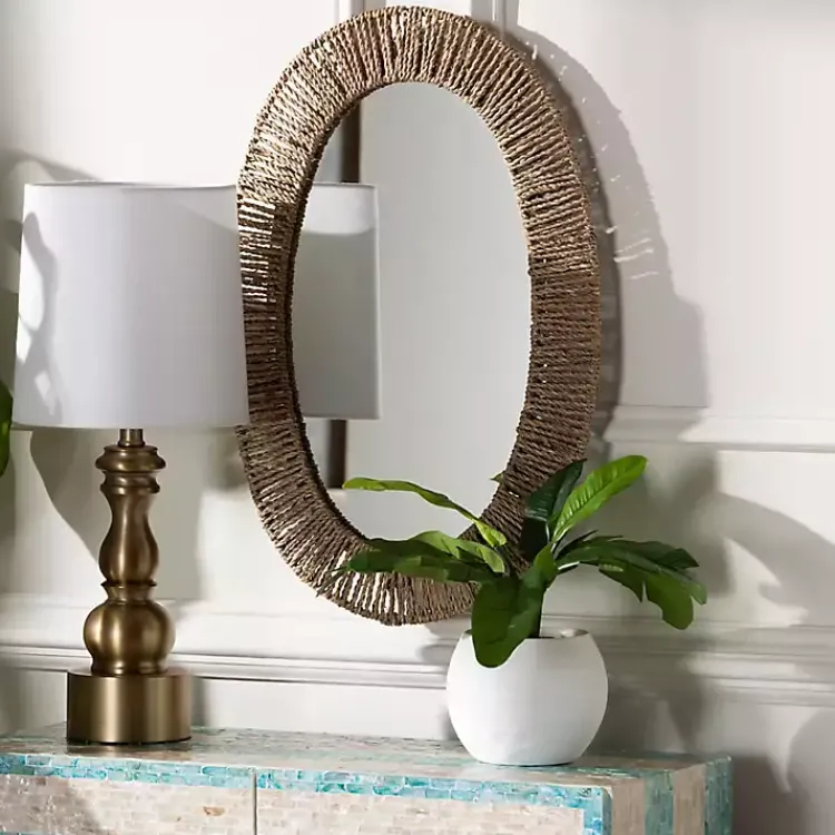 Kirklands Home Oval Elwyn Seagrass Wall Mirror Clearance
