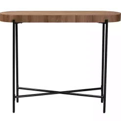 Kirklands Home Oval Light Wood X Base Console Table Brown Clearance