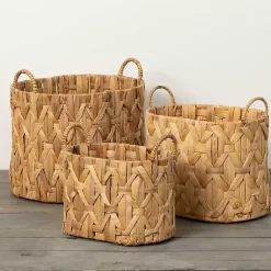 Baskets & Boxes>Kirklands Home Oval Natural Woven Baskets, Set of 3 Tan