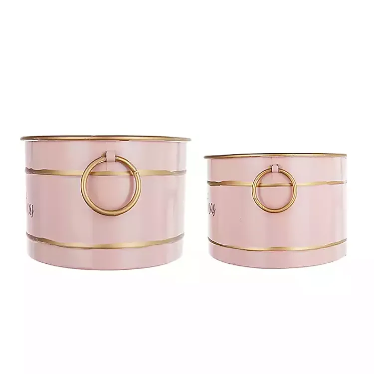 Christmas Decorations>Kirklands Home Oval Iron Merry Christmas Baskets, Set of 2 Pink