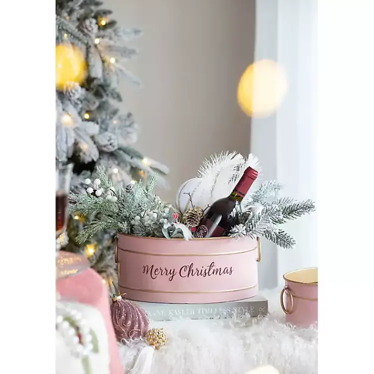 Christmas Decorations>Kirklands Home Oval Iron Merry Christmas Baskets, Set of 2 Pink