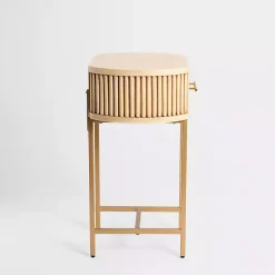 Kirklands Home Oval Ribbed Single Drawer Accent Table Tan Discount