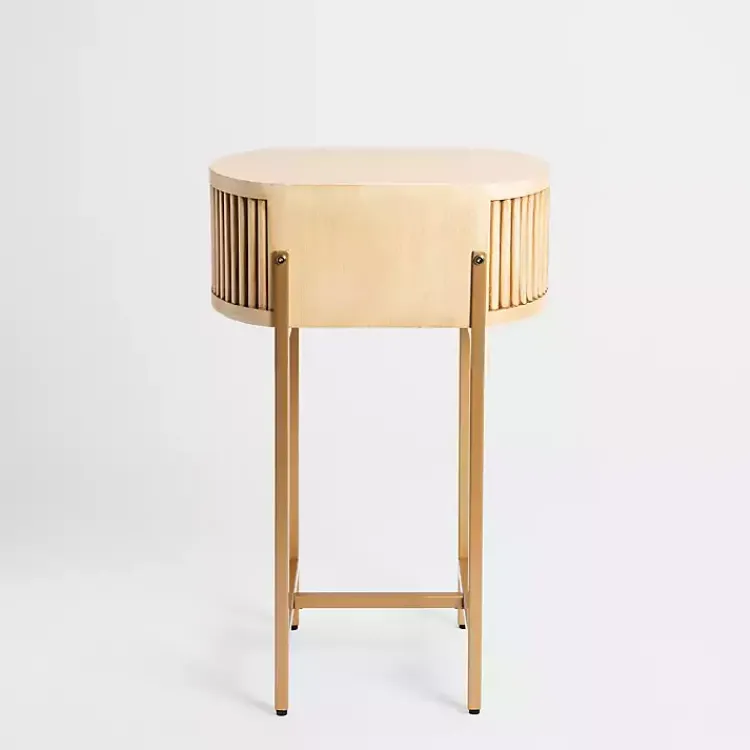 Kirklands Home Oval Ribbed Single Drawer Accent Table Tan Discount
