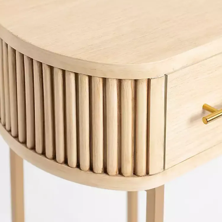 Kirklands Home Oval Ribbed Single Drawer Accent Table Tan Discount