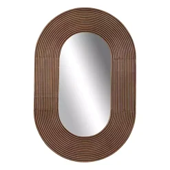 Kirklands Home Oval Walnut Ribbed Wood Wall Mirror Hot
