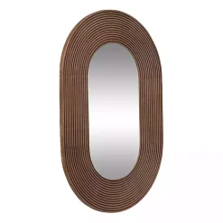 Kirklands Home Oval Walnut Ribbed Wood Wall Mirror Hot