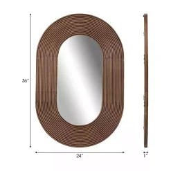 Kirklands Home Oval Walnut Ribbed Wood Wall Mirror Hot