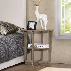 Kirklands Home Oval Wooden Nightstand