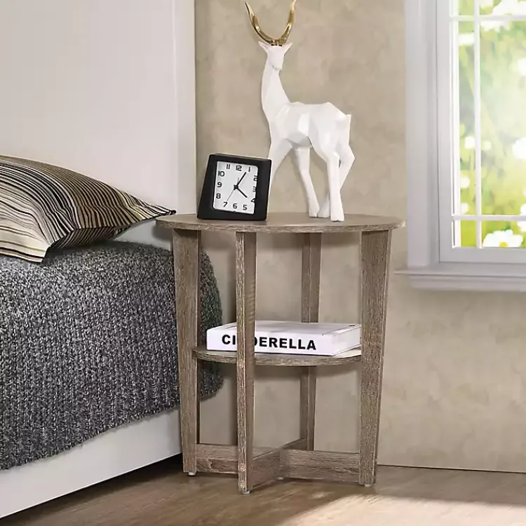 Kirklands Home Oval Wooden Nightstand
