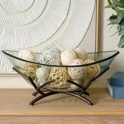 Decorative Bowls & Jars>Kirklands Home Oversized Glass Bowl with Twig Base