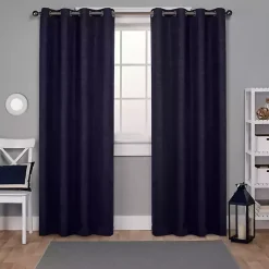 Kirklands Home Oxford Navy Thermal Curtain Panel Set, 108 in. Blue Sale