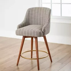 Kirklands Home Paige Swivel Stripe Counter Stool Gray Clearance