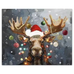Christmas Art & Wall Decor>Kirklands Home Painty Christmas Moose Canvas Art Print