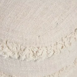 Poufs & Floor Cushions>Kirklands Home Pale Beige Tufted Stripe Cotton Square Pouf Ivory