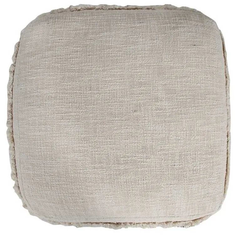 Poufs & Floor Cushions>Kirklands Home Pale Beige Tufted Stripe Cotton Square Pouf Ivory