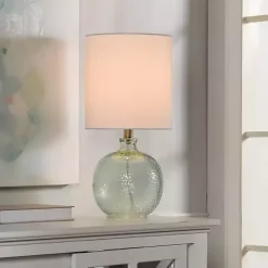 Kirklands Home Pale Blue Tinted Glass Jug Table Lamp White