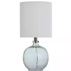 Kirklands Home Pale Blue Tinted Glass Jug Table Lamp White